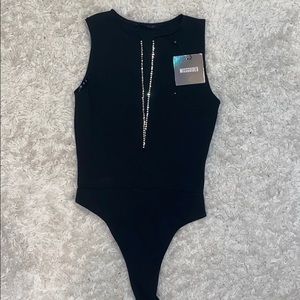 Missguided Black v neck Bodysuit
